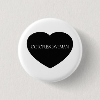 Macaron Rond 2,50 Cm Bouton noir de coeur de poulpe/homme des cavernes
