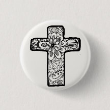 Bouton noir et blanc de croix de griffonnage