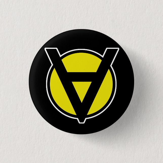 Macaron Rond 2,50 Cm Bouton noir et jaune de Voluntaryist (Devant)