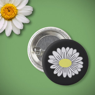 Macaron Rond 2,50 Cm Bouton noir Fleur marguerite