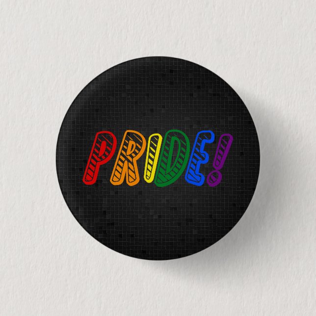 Macaron Rond 2,50 Cm Bouton noir LGBT arc-en-ciel (Devant)