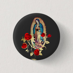 Macaron Rond 2,50 Cm Bouton Notre Dame de Guadalupe Virgen Maria A-1001