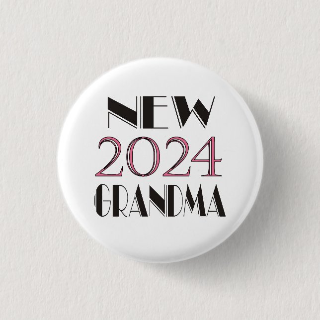 Macaron Rond 2,50 Cm Bouton Nouvelle grand-mère 2024 (Devant)