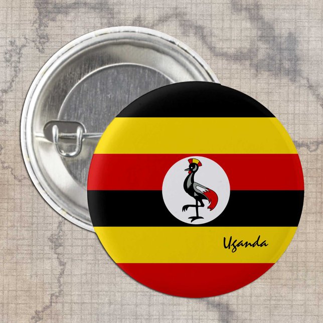 Macaron Rond 2,50 Cm Bouton Ouganda, mode Drapeau Ougandais patriotique (Créateur téléchargé)