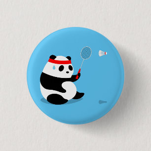 Macaron Rond 2,50 Cm Bouton Panda Sweaty de Badminton / Broche / Insign