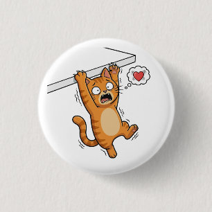 Macaron Rond 2,50 Cm Bouton Panique Chat Suspendu