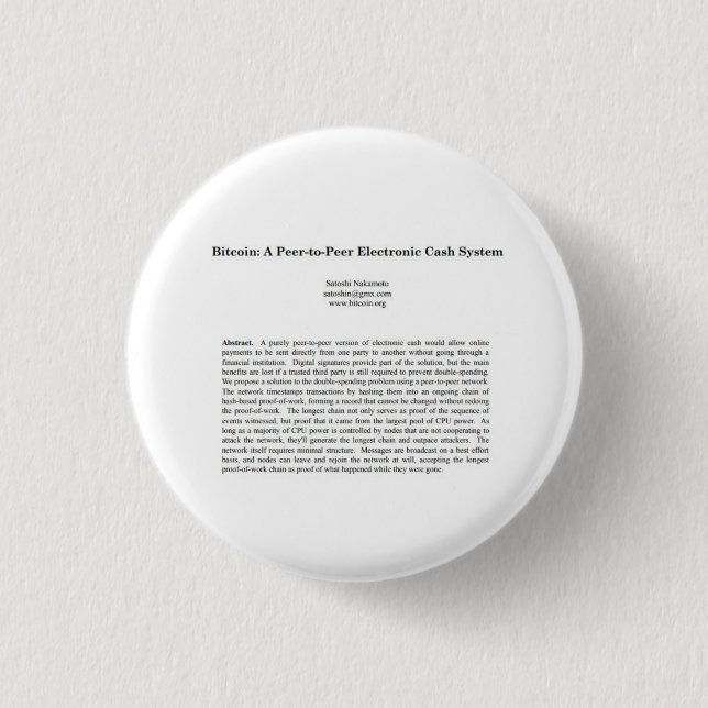 Macaron Rond 2,50 Cm Bouton Papier Bitcoin (Devant)