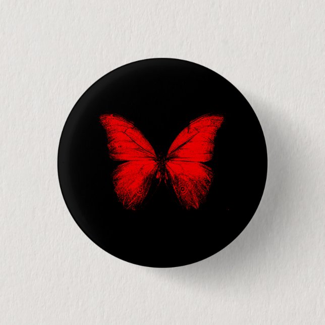 Macaron Rond 2,50 Cm Bouton Papillon rouge (Devant)