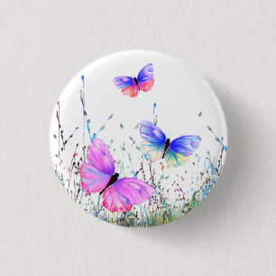 Macaron Rond 2,50 Cm Bouton Papillons de printemps