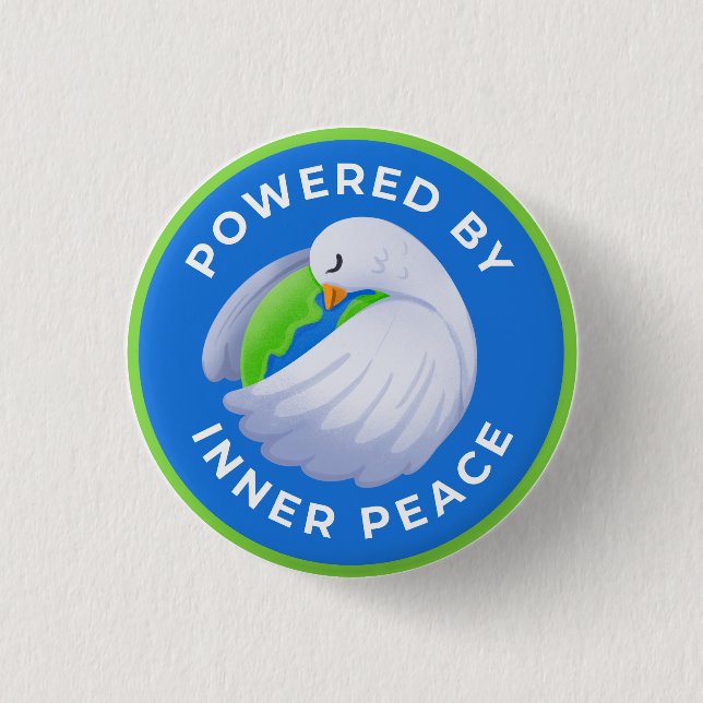 Macaron Rond 2,50 Cm Bouton Peace Dove Powered by Inner Peace (Devant)