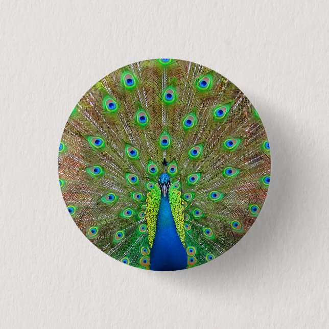 Macaron Rond 2,50 Cm Bouton Peacock Bleu #3 (Devant)