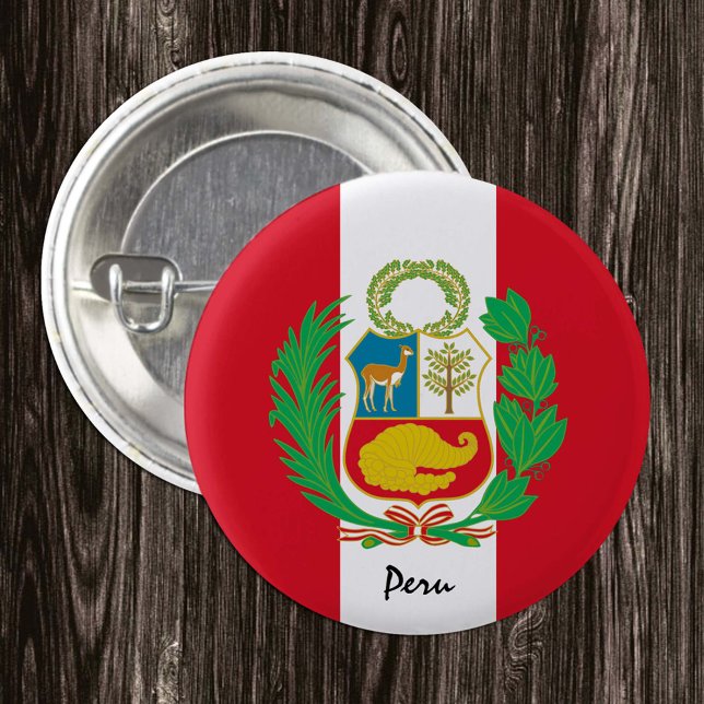 Macaron Rond 2,50 Cm Bouton Pérou, mode Drapeau patriotique péruvien (Créateur téléchargé)
