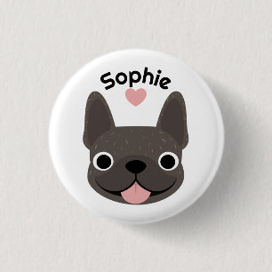 Macaron Rond 2,50 Cm Bouton personnalisé avec nom de Bouledogue Françai