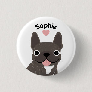 Macaron Rond 2,50 Cm Bouton personnalisé avec nom de Bouledogue Françai