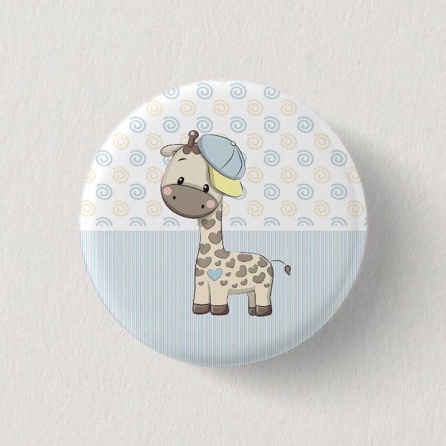 Macaron Rond 2,50 Cm Bouton personnalisé Cartoon bébé garçon Giraffe Bo (Devant)