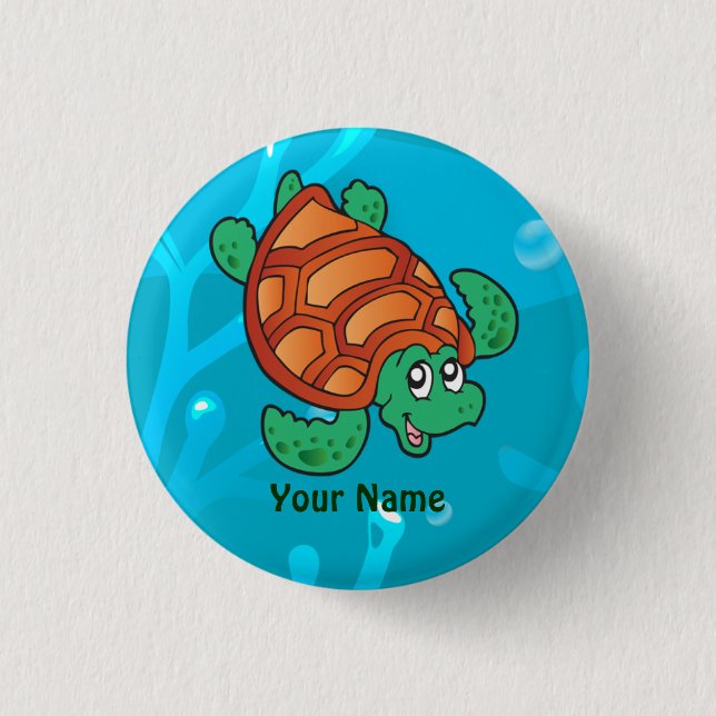 Macaron Rond 2,50 Cm Bouton personnalisé de tortue aquatique Ocean (Devant)
