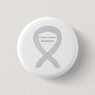 Macaron Rond 2,50 Cm Bouton personnalisé Perle White Awareness