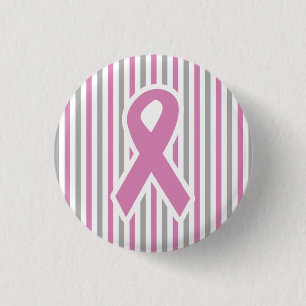 Macaron Rond 2,50 Cm Bouton personnalisé Pink & Silver Stripes