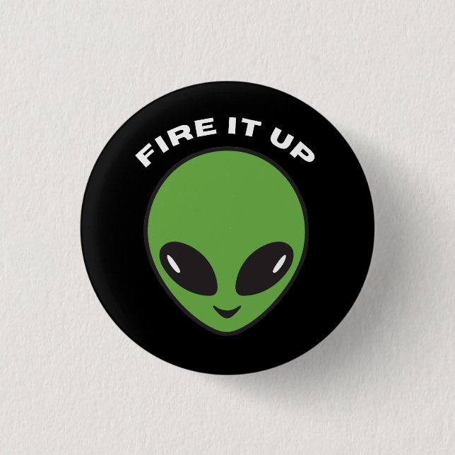 Macaron Rond 2,50 Cm Bouton PETIT allumer noir alien (Devant)