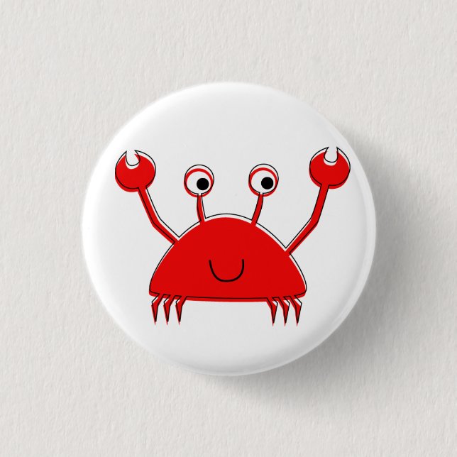 Macaron Rond 2,50 Cm Bouton Petit Crabe rouge (Devant)