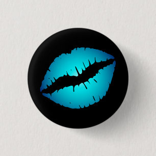 Macaron Rond 2,50 Cm Bouton Petites lèvres Bleues