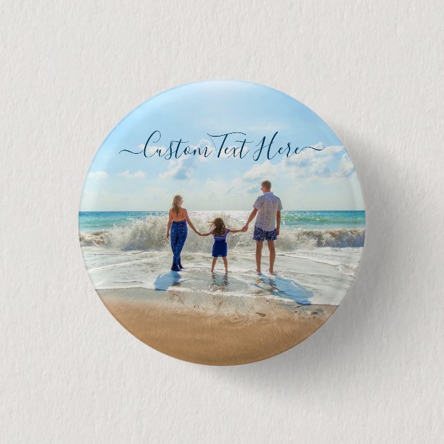Macaron Rond 2,50 Cm Bouton Photo Personnalisé Texte Votre Famille Phot (Devant)