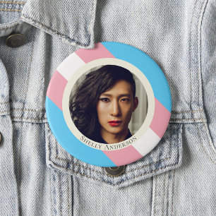 Macaron Rond 2,50 Cm Bouton photo trans du drapeau de la fierté transge