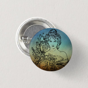 Macaron Rond 2,50 Cm Bouton Pinback Art Nouveau