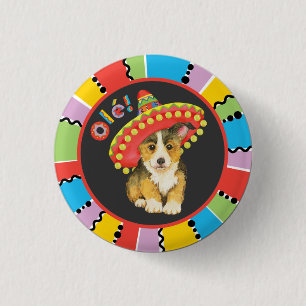 Macaron Rond 2,50 Cm Bouton Pinback de Corgi gallois Fiesta Pembroke