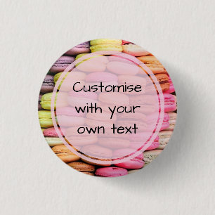 Macaron Rond 2,50 Cm Bouton Pinback des Macarons Texte Personnalisé