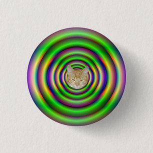 Macaron Rond 2,50 Cm Bouton Pinback du tunnel du torus vert + chat
