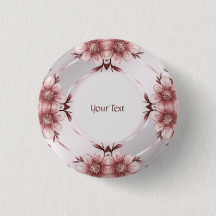 Macaron Rond 2,50 Cm Bouton Pinback rose floral