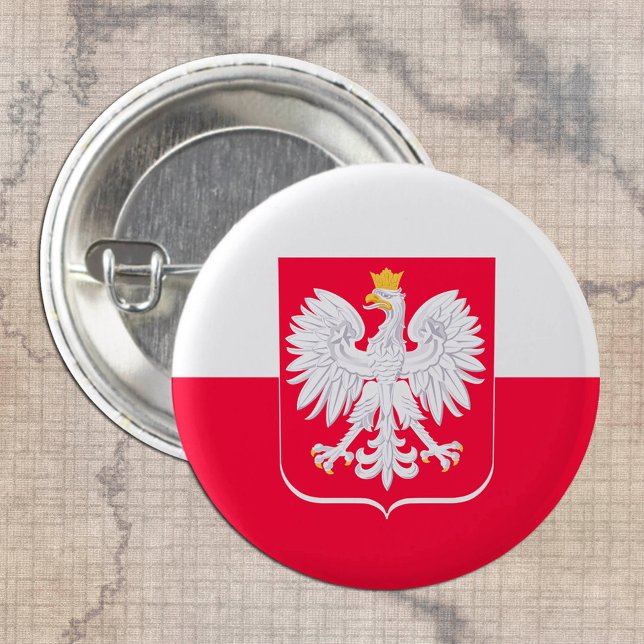Macaron Rond 2,50 Cm Bouton Pologne patriotique, Drapeau polonais Voyag (Créateur téléchargé)