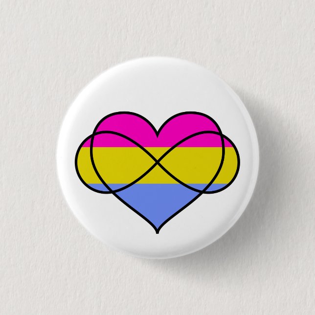 Macaron Rond 2,50 Cm Bouton polyamory Pansexuel (Devant)