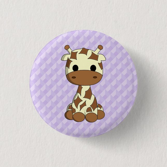 Macaron Rond 2,50 Cm Bouton pourpre d'enfants de girafe de bande (Devant)