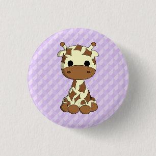 Macaron Rond 2,50 Cm Bouton pourpre d'enfants de girafe de bande