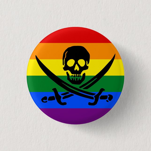 Macaron Rond 2,50 Cm Bouton Pride Pirate Arc-en-ciel (Devant)