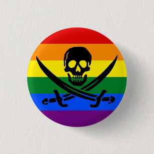 Macaron Rond 2,50 Cm Bouton Pride Pirate Arc-en-ciel