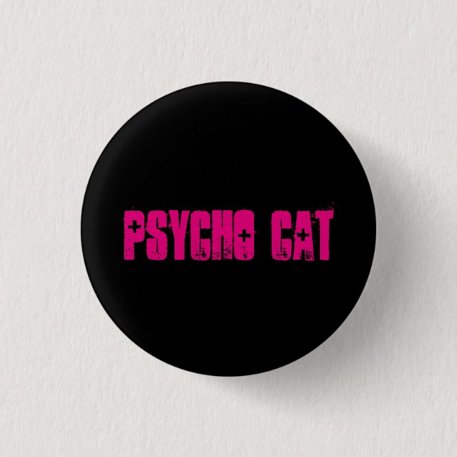 Macaron Rond 2,50 Cm Bouton psychopathe de chat (Devant)