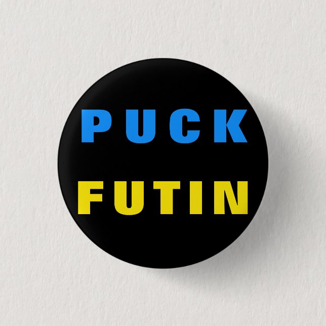 Macaron Rond 2,50 Cm Bouton Puck Foutine Le drapeau ukrainien soutient  (Devant)