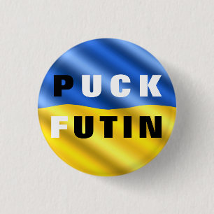 Macaron Rond 2,50 Cm Bouton Puck Foutine Le drapeau ukrainien soutient 