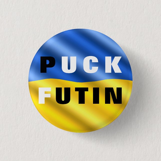 Macaron Rond 2,50 Cm Bouton Puck Foutine Le drapeau ukrainien soutient  (Devant)