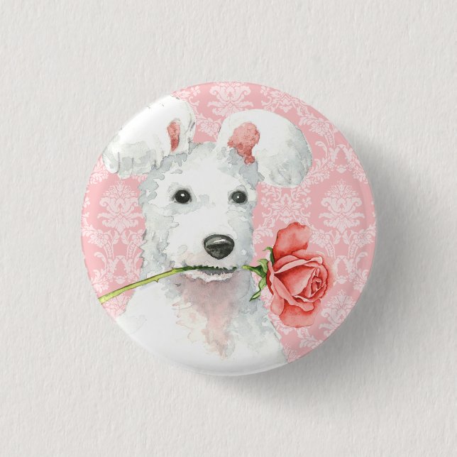 Macaron Rond 2,50 Cm Bouton Pumi Pinback Rose Valentin (Devant)