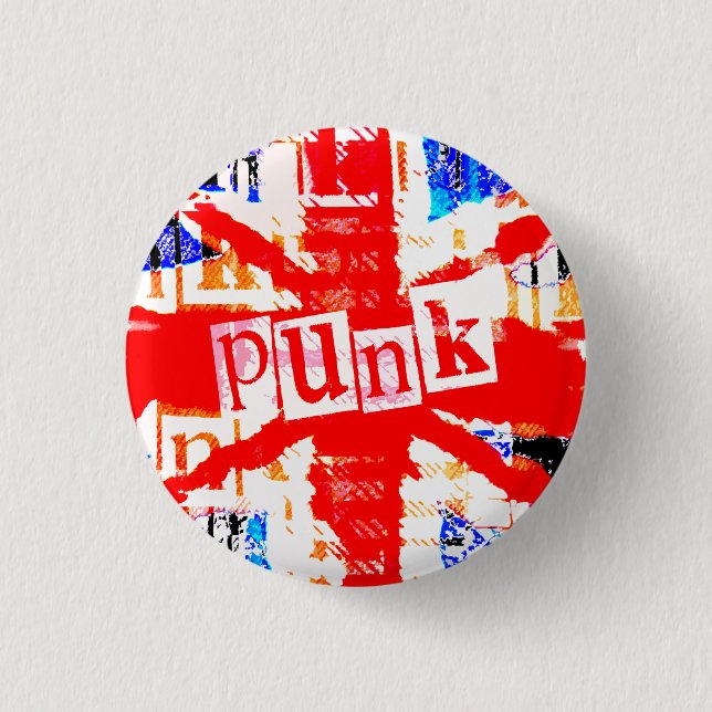 Macaron Rond 2,50 Cm Bouton Punk Union Jack (Devant)