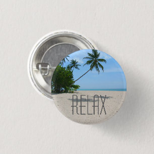 Macaron Rond 2,50 Cm Bouton "Relax" de la plage tropicale