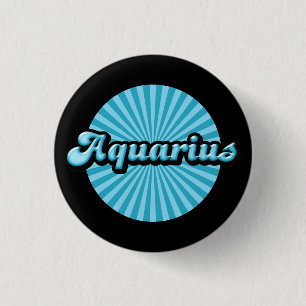 Macaron Rond 2,50 Cm Bouton Rétro Zodiac Aquarius