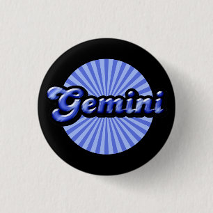 Macaron Rond 2,50 Cm Bouton Retro Zodiac Gemini Pinback