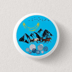Macaron Rond 2,50 Cm Bouton rond avec motif culturel kazakh