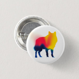 Macaron Rond 2,50 Cm Bouton rond couleur peinture Spray Wolf Silhouette