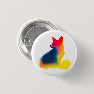 Macaron Rond 2,50 Cm Bouton rond couleur Spray Peint Fox Silhouette